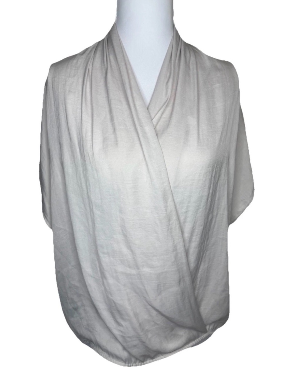 Vince Beige Draped Surplice Faux Wrap Blouse XS